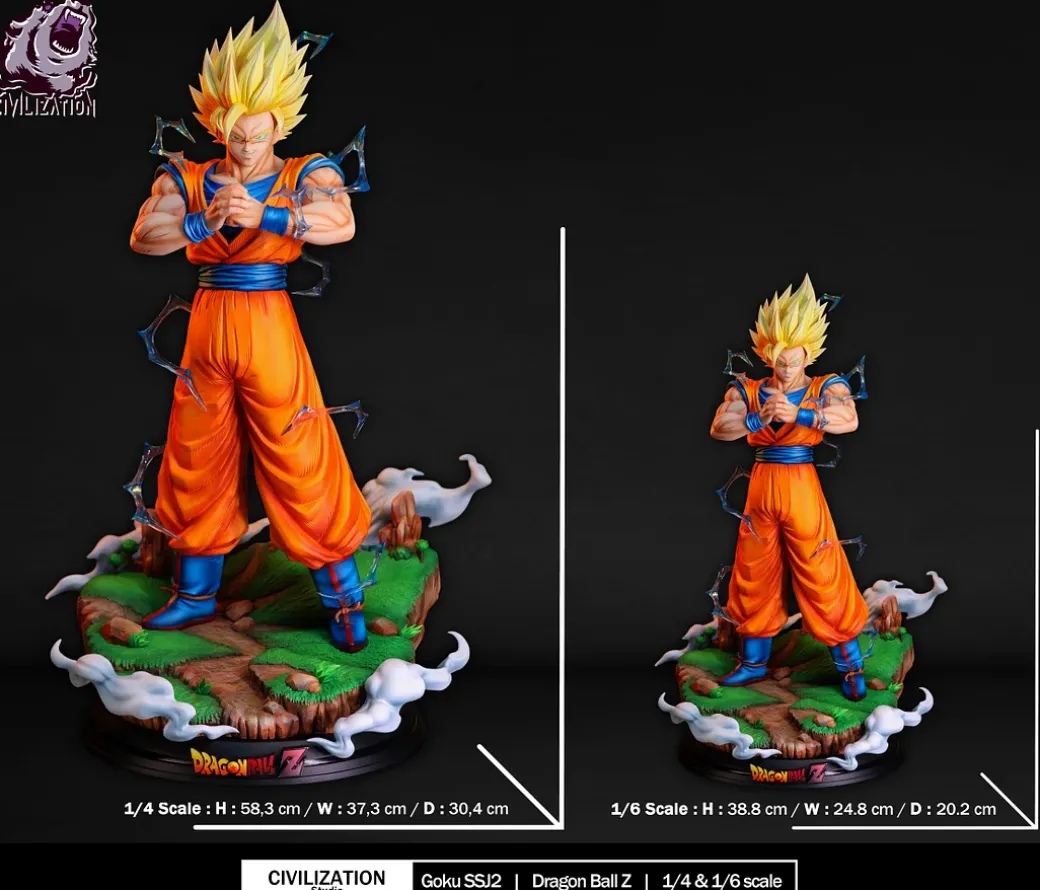 1/6 & 1/4 Scale Super Saiyan 2 Son Goku - Dragon Ball Resin Statue - Civilization Studio