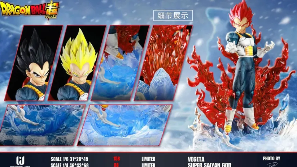 1/4 & 1/6 Scale Super Saiyan God Vegeta - Dragon Ball Resin Statue - Wonder Art Studios
