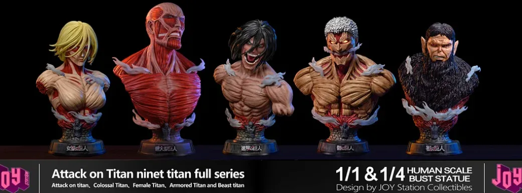 1/1 & 1/4 Scale Three Titans Bust Statue - Attack on Titan Resin Statue - Joy Station Collection