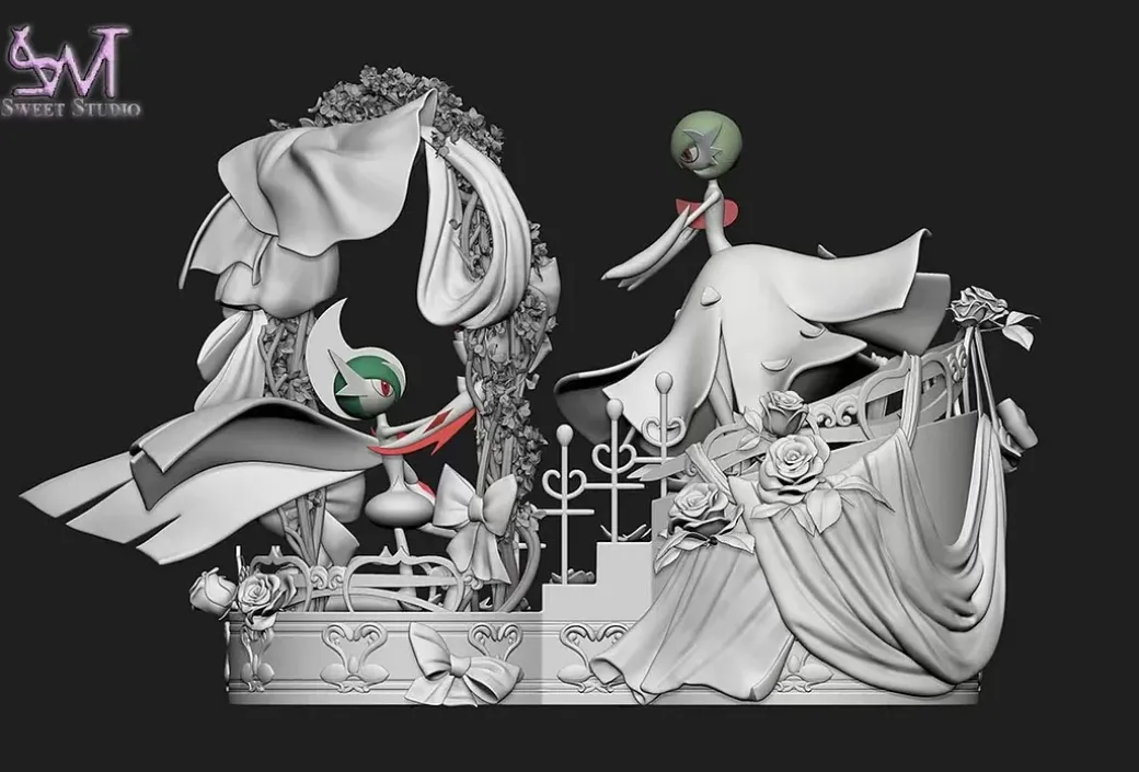 1/40 & 1/20 Scale World Zukan Couple Series 001 Mega Gardevoir & Mega Gallade's Wedding - Pokemon Resin Statue - Sweet Studio