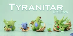 1/20 & 1/8 Scale World Zukan Evolution of Tyranitar Set & Mega Tyranitar - Pokemon Resin Statue - MG Studios