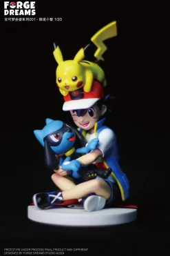 1/20 & 1/8 Scale World Zukan Journey Ash Ketchum & Pikachu & Riolu - Pokemon Resin Statue - Forge Dreams Studio