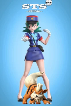 1/20 & 1/8 Scale World Zukan Officer Jenny With Growlithe & Nurse Joy With Chansey - Pokemon Resin Statue - STS Studio