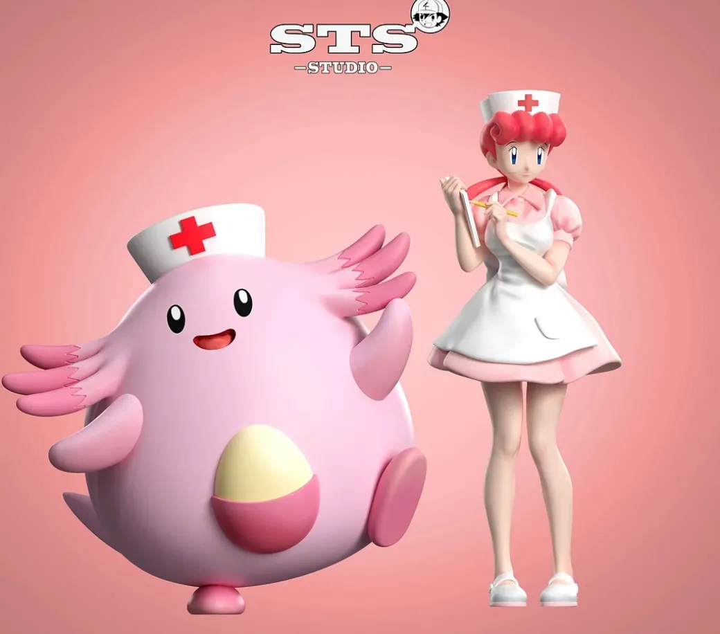 1/20 & 1/8 Scale World Zukan Officer Jenny With Growlithe & Nurse Joy With Chansey - Pokemon Resin Statue - STS Studio