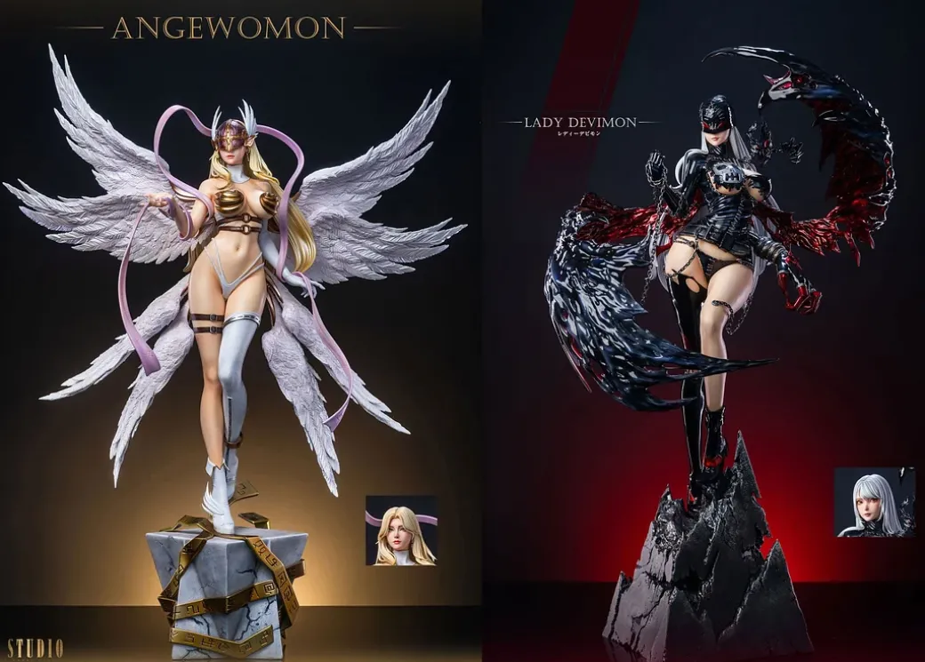1/4 Scale Angewomon & Lady Devimon - Digimon Resin Statue - Fallen Angel Studio