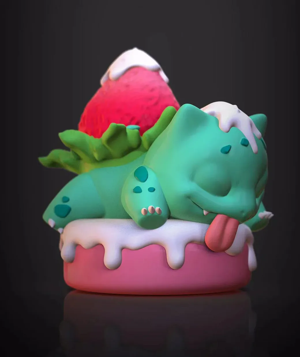 1/8 Scale Bulbasaur with Strawberry - Pokemon Resin Statue - CiYuanKuangXiang Studio