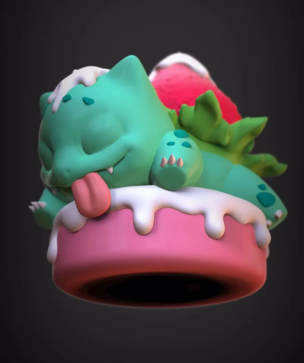 1/8 Scale Bulbasaur with Strawberry - Pokemon Resin Statue - CiYuanKuangXiang Studio