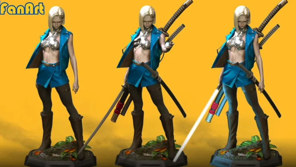 1/3 Scale Cyberpunk Ver Android 18 with LED - Dragon Ball Resin Statue - FanArt Studio