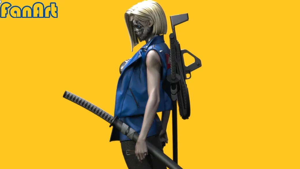 1/3 Scale Cyberpunk Ver Android 18 with LED - Dragon Ball Resin Statue - FanArt Studio