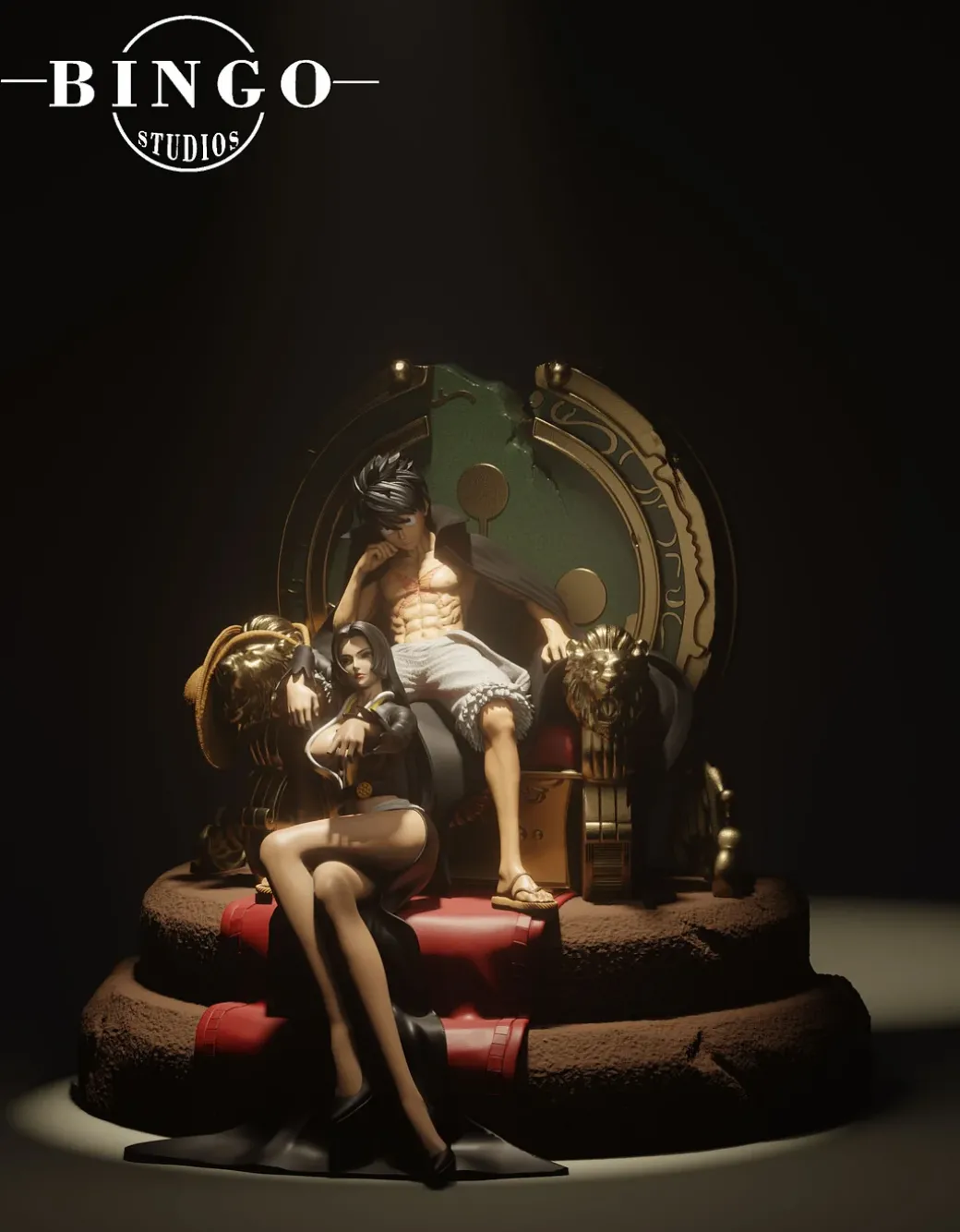 1/6 Scale Double Crowned Throne Luffy & Boa Hancock - ONE PIECE Resin Statue - BINGO Studios