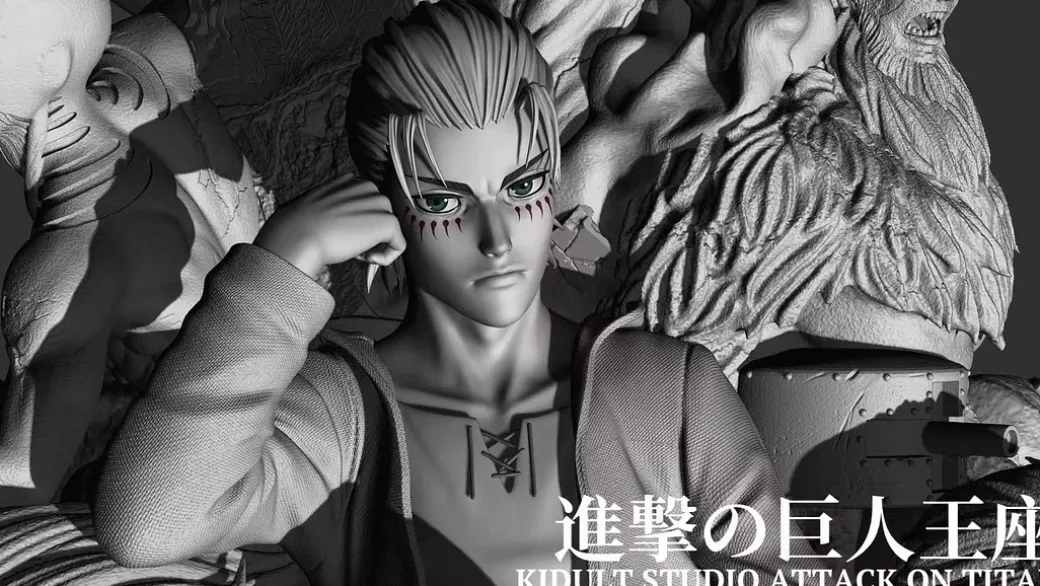 1/4 Scale Eren Yeager Sit on Throne - Attack on Titan Resin Statue - KIDULT Studios