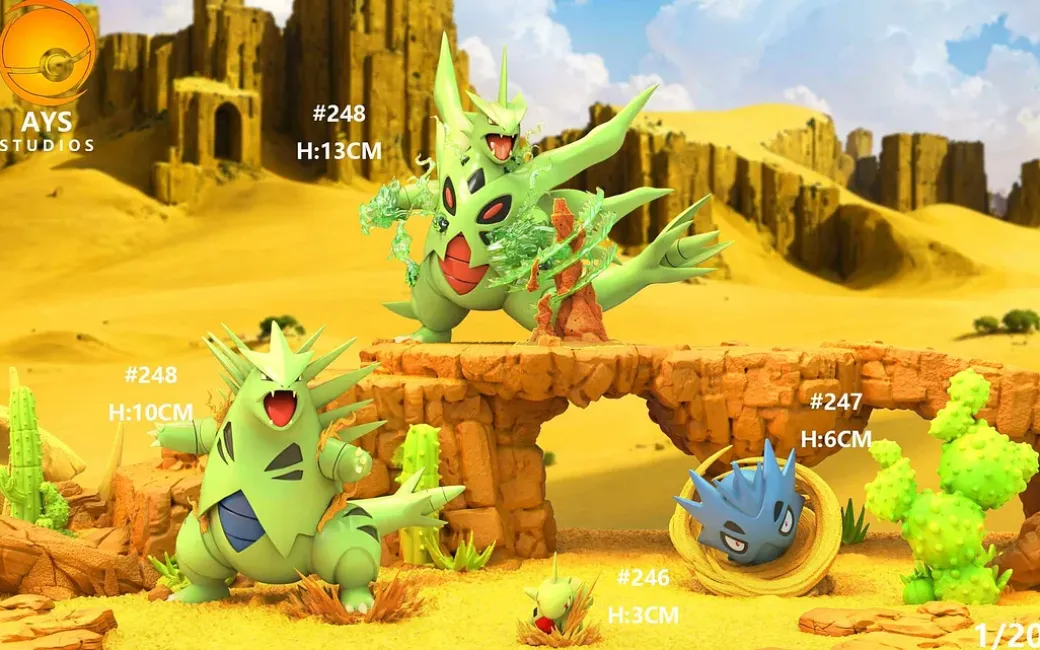 1/20 Scale Evolution of Tyranitar Set & Mega Tyranitar - Pokemon Resin Statue - AYS Studios