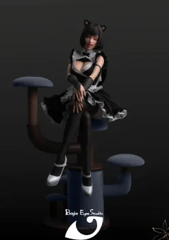 1/4 Scale Licensed Cat Maid Daisy - Original Design Resin Statue - Bright Eyes Studios