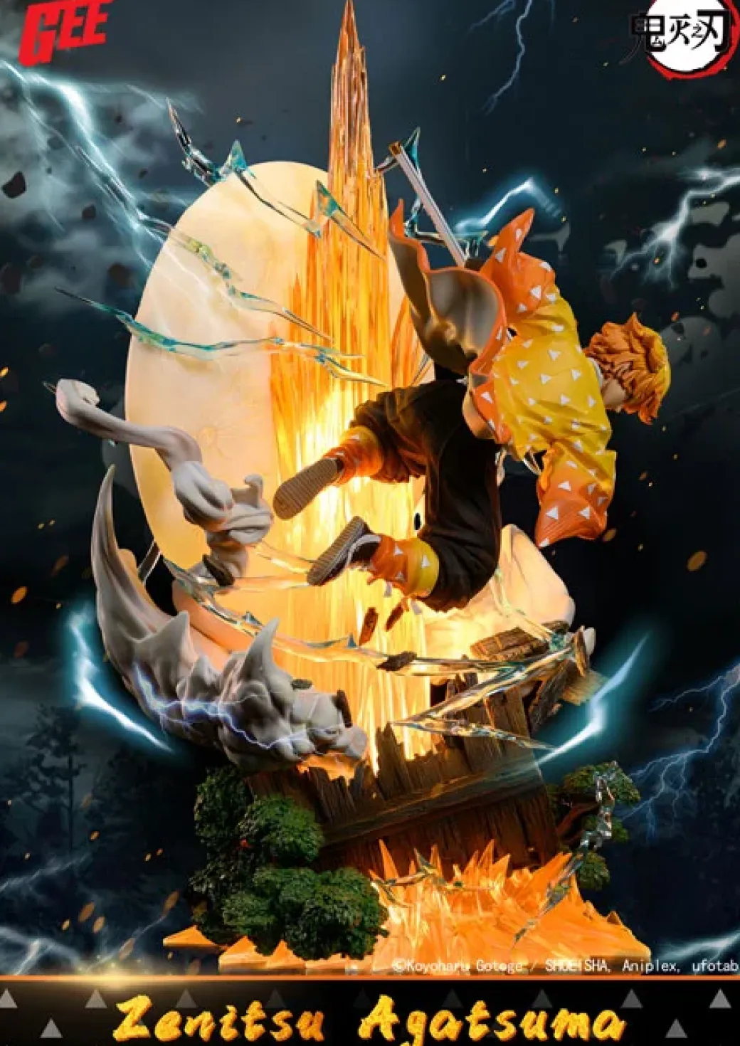 1/5 Scale Licensed Thunderclap and Flash Agatsuma Zenitsu with LED - Demon Slayer: Kimetsu No Yaiba Resin Statue - GEE Studios