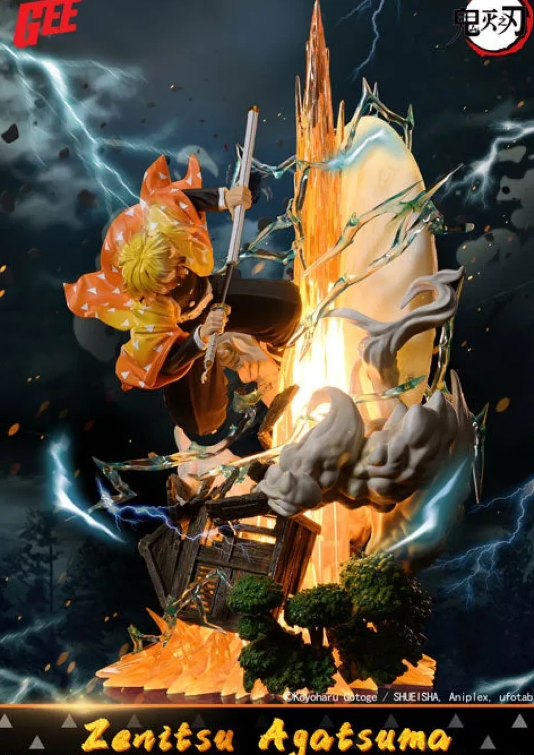 1/5 Scale Licensed Thunderclap and Flash Agatsuma Zenitsu with LED - Demon Slayer: Kimetsu No Yaiba Resin Statue - GEE Studios