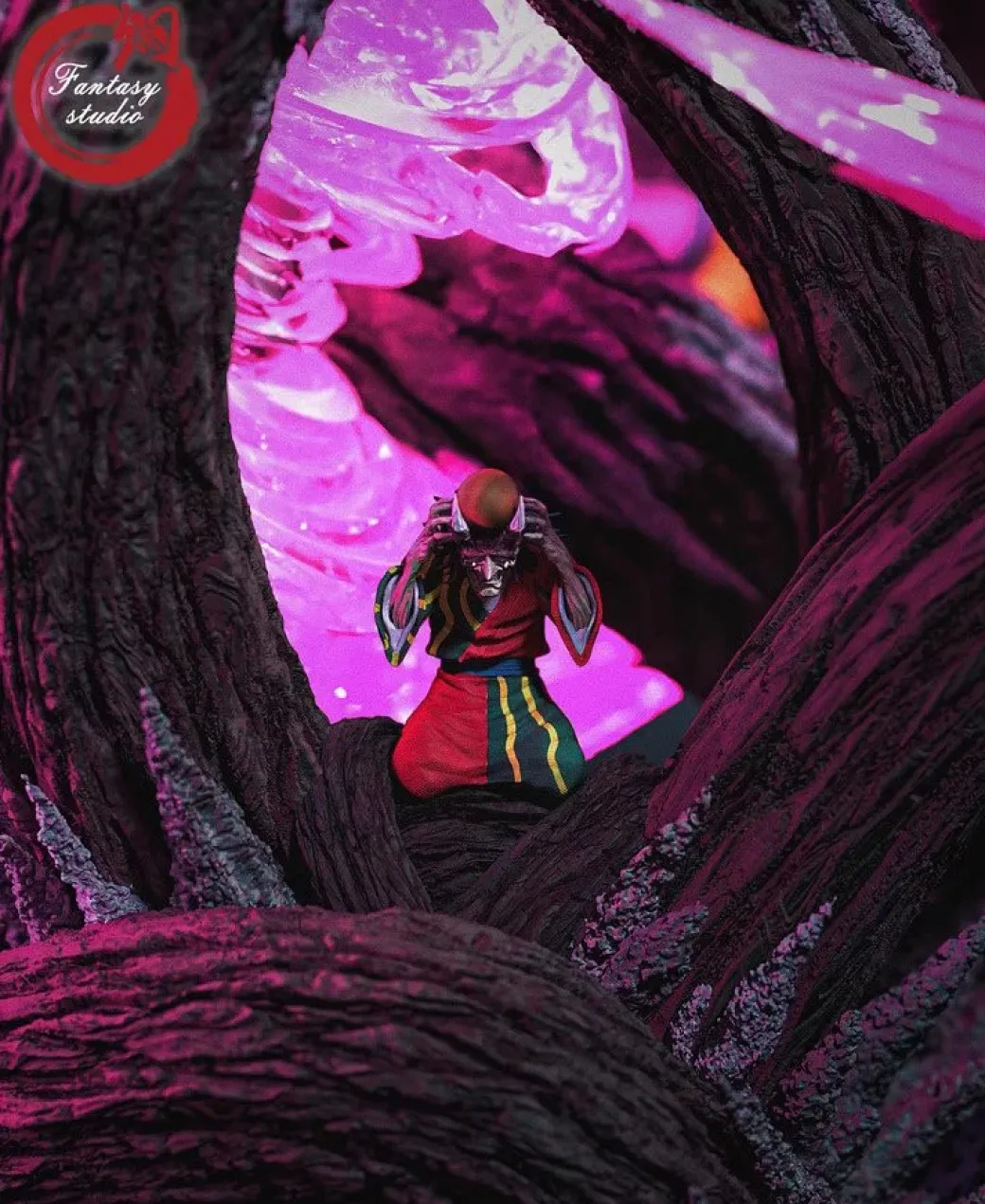 1/6 Scale Love Hashira Mitsuri Kanroji with LED & Upper Rank Four Hantengu - Demon Slayer: Kimetsu no Yaiba Resin Statue - Fantasy Studios