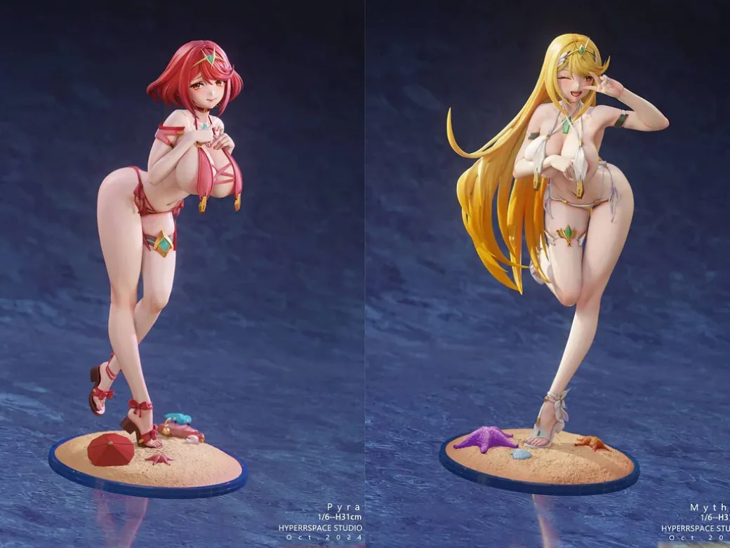 1/6 Scale Mythra & Pyra - Xenoblade Chronicles Resin Statue - Hyperspace Studios