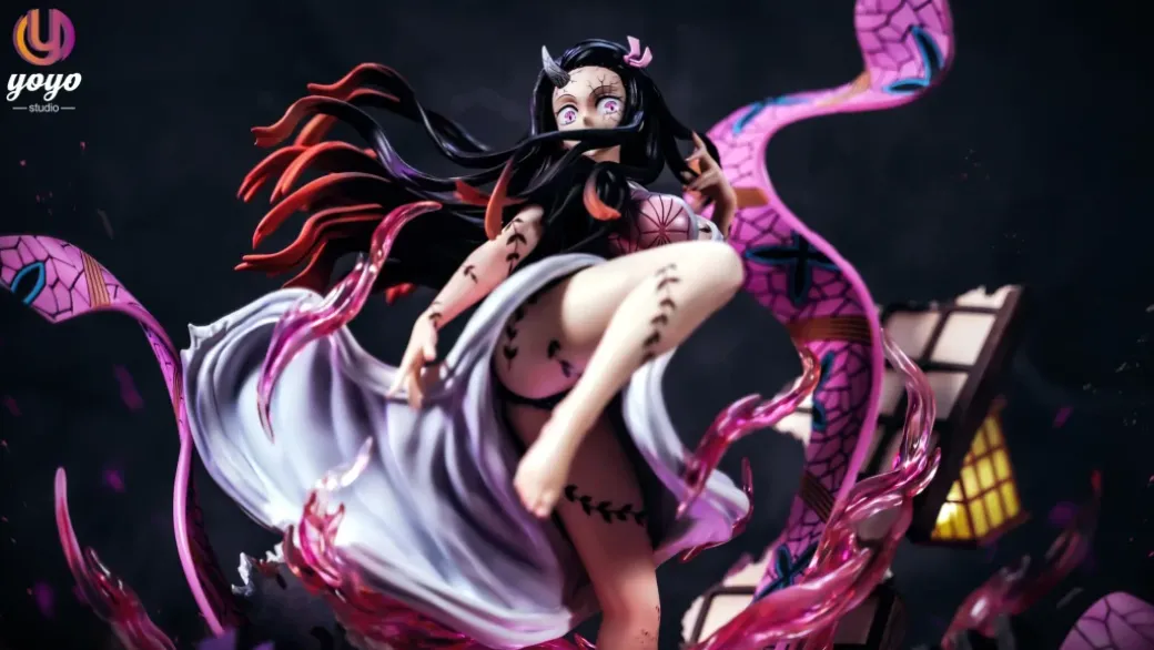1/6 Scale Nezuko Fully Awakened Form & Crying Little Nezuko - Demon Slayer: Kimetsu no Yaiba Resin Statue - YOYO-Studios