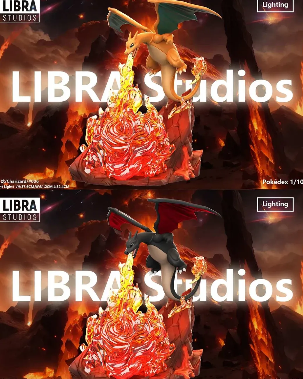 1/10 Scale Spout of Flames Ver. Charizard with LED - Pokemon Resin Statue - LIBRA Studios