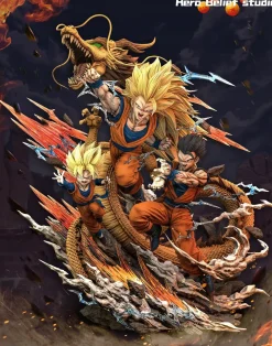 1/6 Scale Super Saiyan 3 Son Goku & Son Gohan & Son Goten - Dragon Ball Resin Statue - Hero Belief Studios