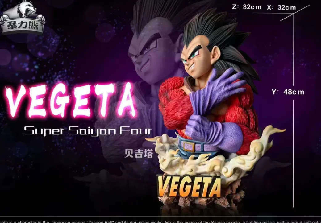 1/2 Scale Super Saiyan 4 Vegeta Bust Statue - Dragon Ball Resin Statue - BaoLiXiong Studio
