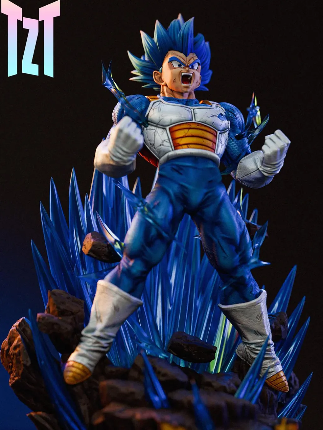 1/3 Scale Super Saiyan Blue Vegeta with LED - Dragon Ball Resin Statue - TZT Studio