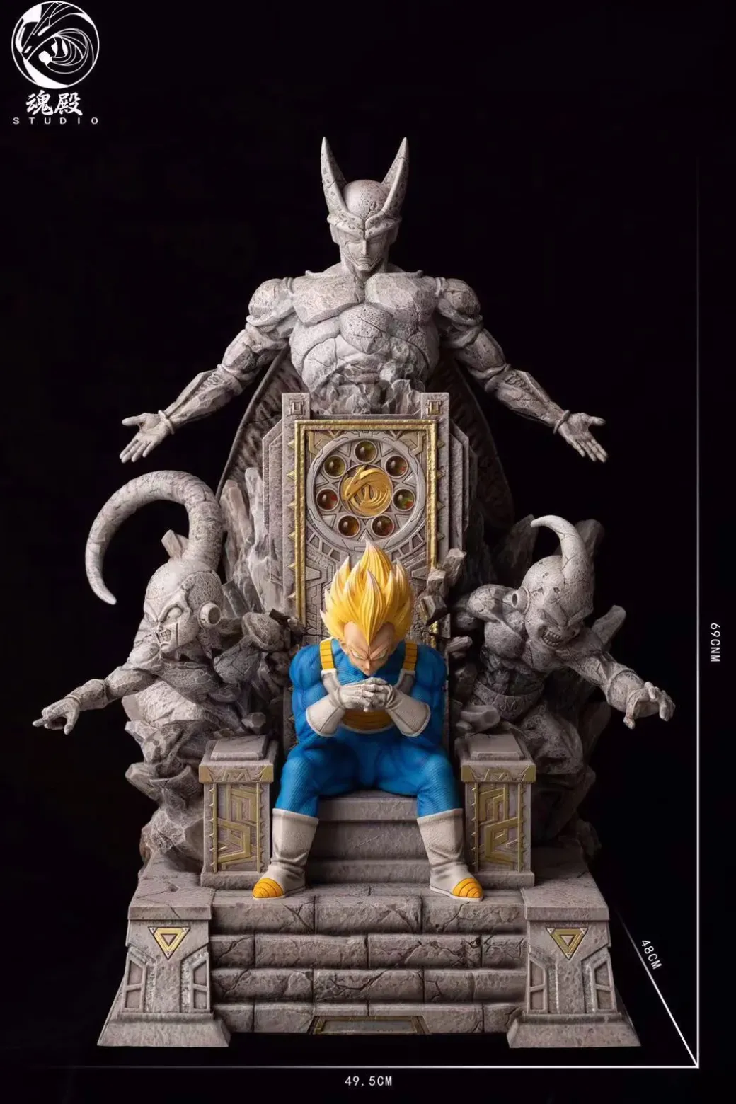 1/4 Scale Throne Super Saiyan Vegeta with LED - Dragon Ball Resin Statue - HunDian Studios