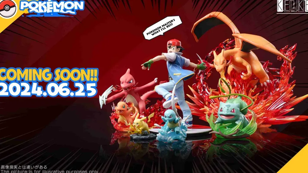 1/20 Scale World Zukan Ash Ketchum & Kanto First Partner Pokémon & Pikachu - Pokemon Resin Statue - KeKe Studio