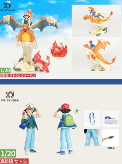 1/20 Scale World Zukan Ash Ketchum & Evolution of Charizard Set - Pokemon Statue - XO Studio