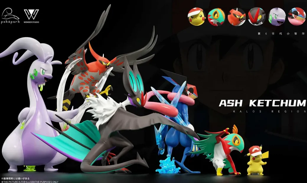 1/20 Scale World Zukan Ash Ketchum's Team Series 001 Kalos Region - Pokemon Statue - poképark Studio