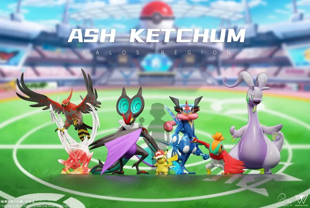 1/20 Scale World Zukan Ash Ketchum's Team Series 001 Kalos Region - Pokemon Statue - poképark Studio