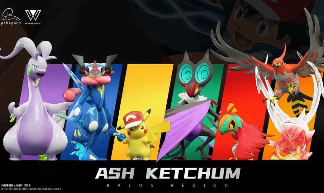 1/20 Scale World Zukan Ash Ketchum's Team Series 001 Kalos Region - Pokemon Statue - poképark Studio