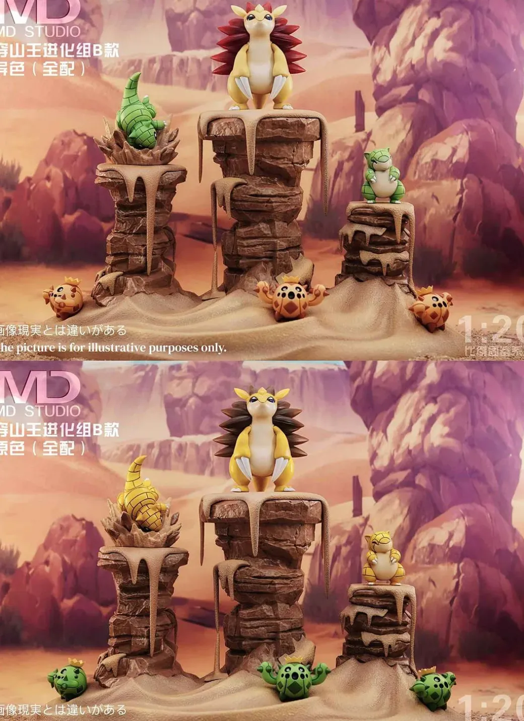 1/20 Scale World Zukan B Version Evolution of Sandslash Set - Pokemon Resin Statue - MD-Studio