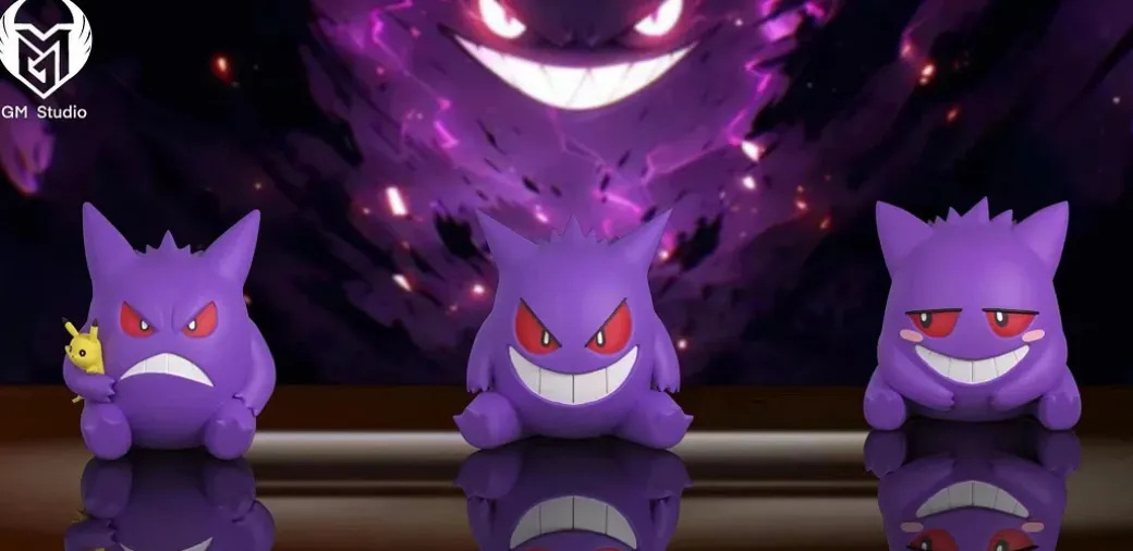 1/20 Scale World Zukan Bad Mood & Evil Smiling & Shy Gengar - Pokemon Statue - GM-Studio