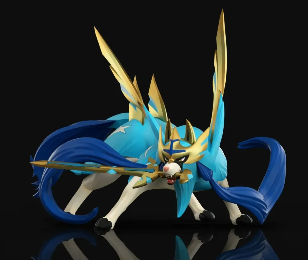 1/20 Scale World Zukan Crowned Sword Zacian & Crowned Shield Zamazenta - Pokemon Statue - Wonder Studio