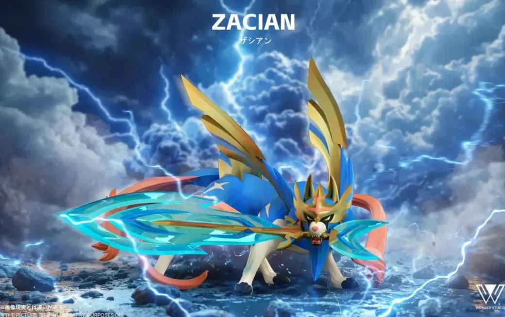 1/20 Scale World Zukan Crowned Sword Zacian & Crowned Shield Zamazenta - Pokemon Statue - Wonder Studio