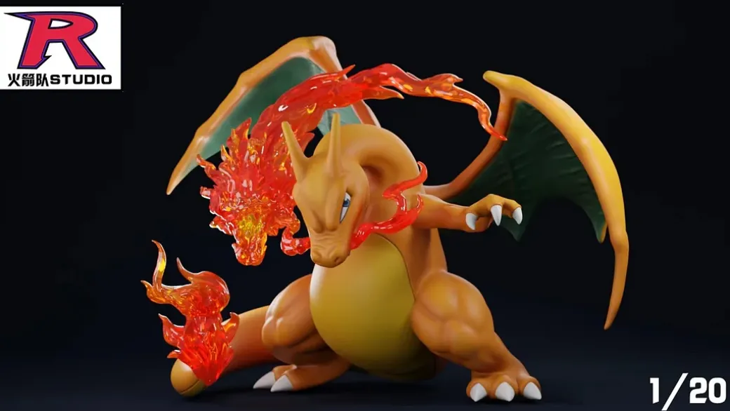 1/20 Scale World Zukan Dragon Punch Charizard - Pokemon Statue - Team Rocket Studio