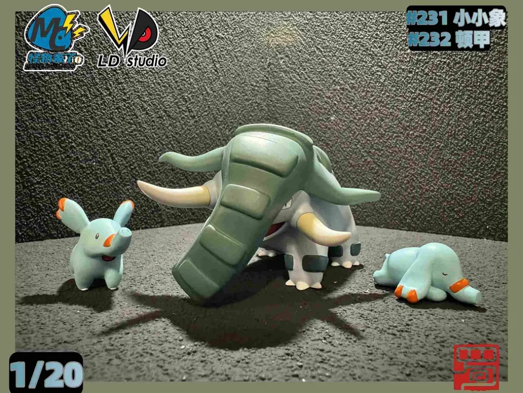 1/20 Scale World Zukan Evolution of Donphan Set - Pokemon Resin Statue - MC-Studio