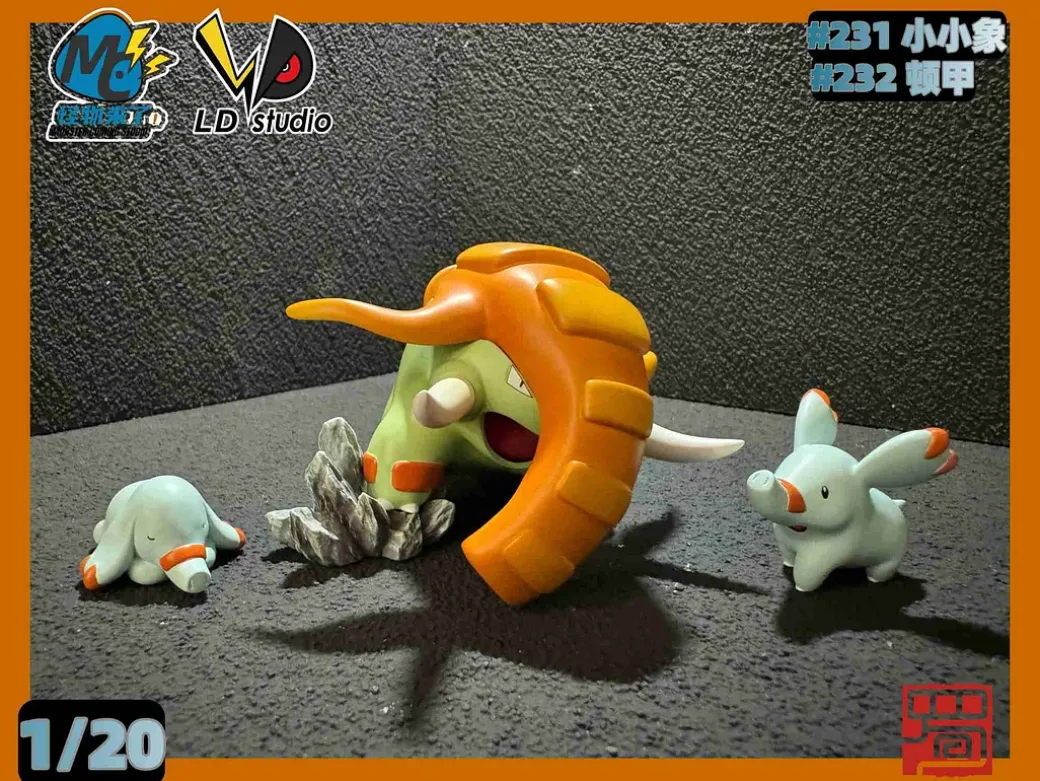 1/20 Scale World Zukan Evolution of Donphan Set - Pokemon Resin Statue - MC-Studio