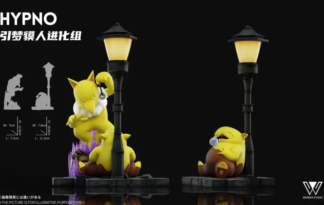 1/20 Scale World Zukan Evolution of Dusk Form Lycanroc Set & Drowzee Set & Orthworm - Pokemon Resin Statue - Wonder Studio