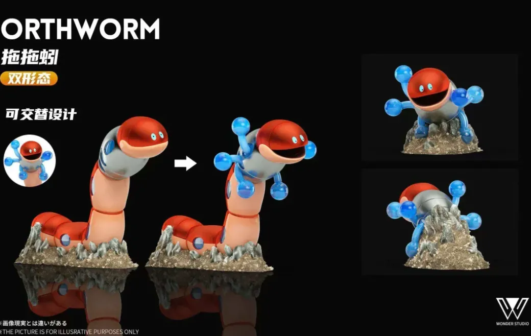 1/20 Scale World Zukan Evolution of Dusk Form Lycanroc Set & Drowzee Set & Orthworm - Pokemon Resin Statue - Wonder Studio