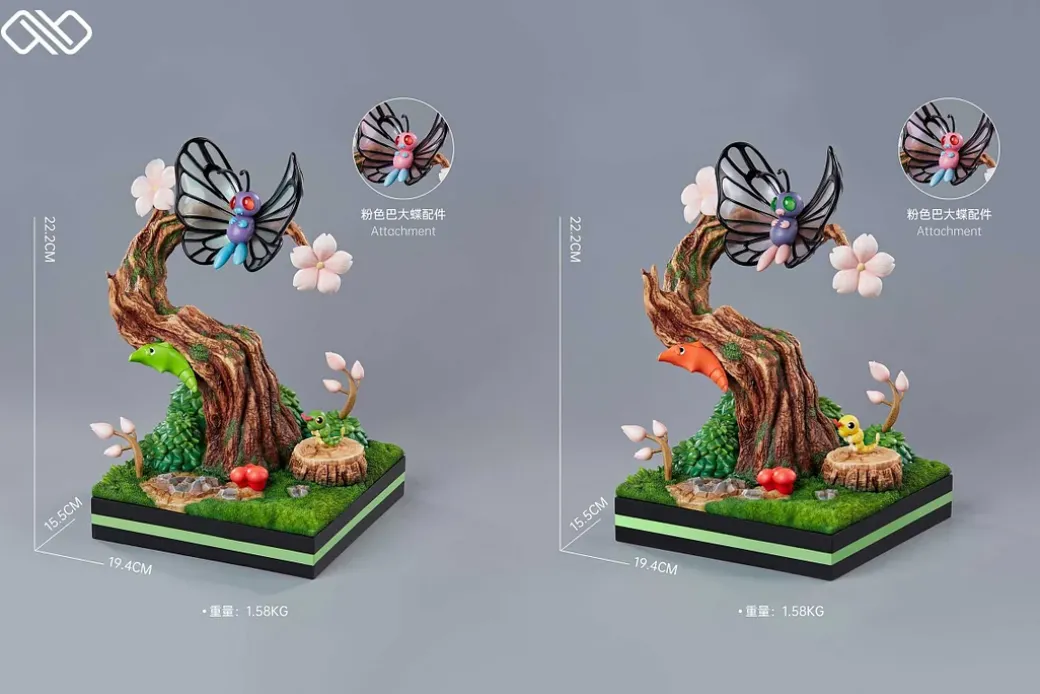 1/20 Scale World Zukan Evolution of Caterpie Set - Pokemon Resin Statue - Unlimited Studios