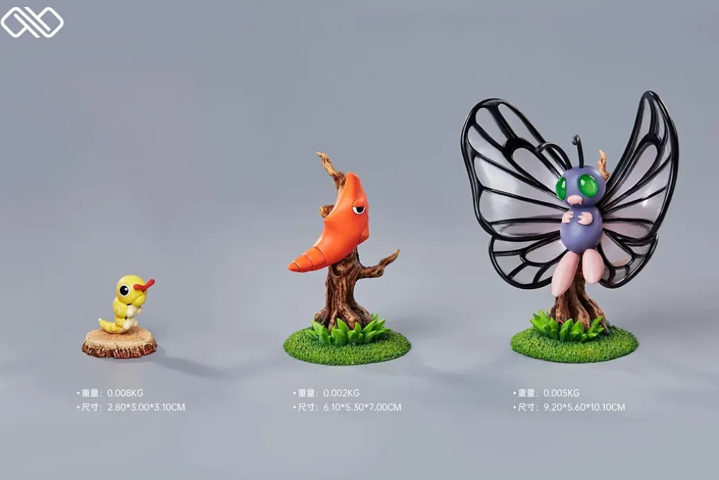 1/20 Scale World Zukan Evolution of Caterpie Set - Pokemon Resin Statue - Unlimited Studios