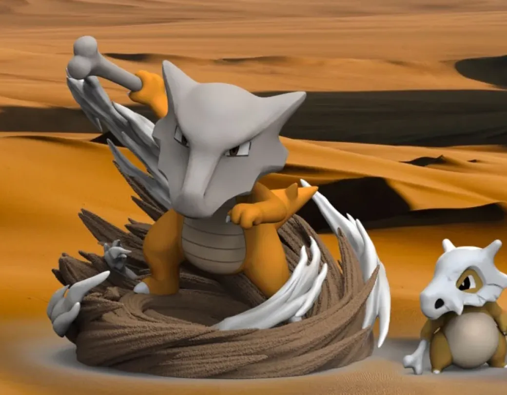 1/20 Scale World Zukan Evolution of Marowak Set & Alola Marowak - Pokemon Resin Statue - Puff Studio