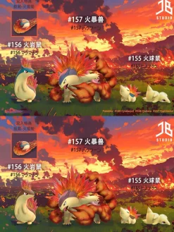 1/20 Scale World Zukan Evolution of Cyndaquil Set - Pokemon Resin Statue - JB Studio