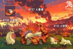1/20 Scale World Zukan Evolution of Cyndaquil Set - Pokemon Resin Statue - JB Studio