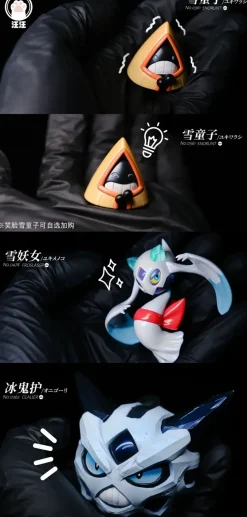 1/20 Scale World Zukan Evolution of Glalie Set & Froslass - Pokemon Resin Statue - Wang Wang Studio