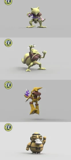 1/20 Scale World Zukan Evolution of Alakazam Set - Pokemon Statue - EC-Studio