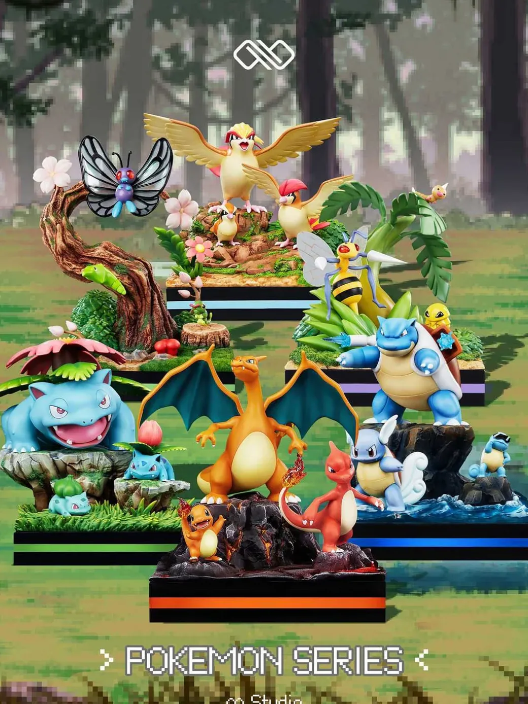 1/20 Scale World Zukan Evolution of Pidgeot Set - Pokemon Resin Statue - Unlimited Studios