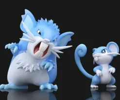 1/20 Scale World Zukan Evolution of Raticate Set - Pokemon Statue - Wonder Studio